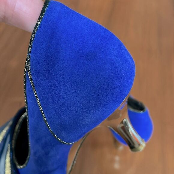 Irregular Choice Women's Royal Marriage Blue and Gold Heels US 7 / 38 - Picture 12 of 16